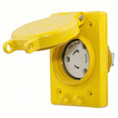 Watertight Locking Receptacle: L6-20R, Flanged, 20 A, 250V AC, 2 Poles, Yellow, 1 Gangs
