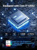 K3 Mini PC Core i7-1255U, Fanless Computers(10C/12T, Up to 4.7GHz) 16GB DDR4/1TB PCIe4.0 SSD, Metal Case, Small Industrial PC Win11 Pro, 8K UHD/2.5G LAN/Thunderbolt 4/WiFi 6E/BT5.3, Home&Office
