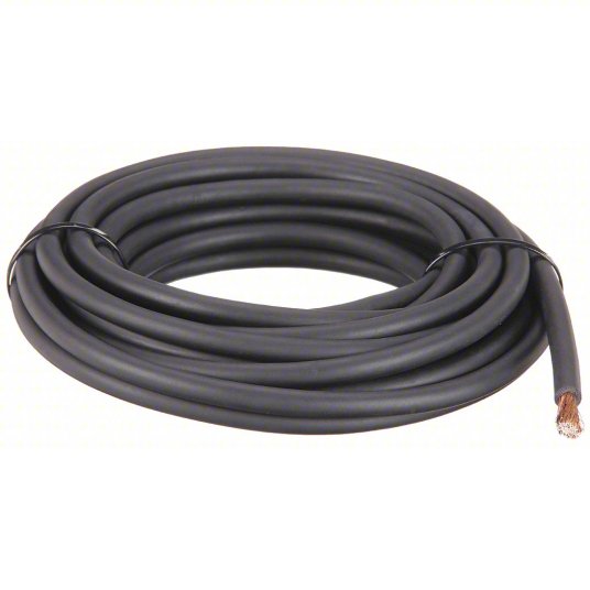 WESTWARD Welding Cable: 4 AWG Conductor Size, Black, 25 ft Lg, 600 V