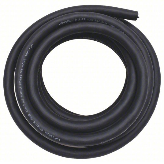APPROVED VENDOR Portable Cord: SOOW, 600 V, 3 Conductors, 8 AWG, Black Jacket, 25 ft Overall Lg