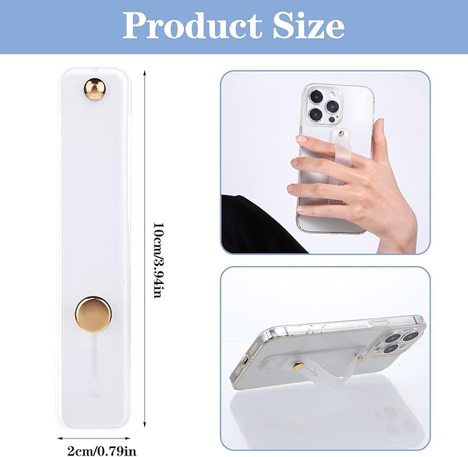 2Pcs Phone Case Holder Strap, Phone Loops for Back of Phone White Silicone Kickstand Cell Phone Strap Grip Holder