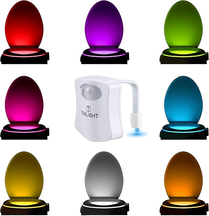 ToiLight The Original Toilet Bowl Night Light. Fun & Useful Bathroom Motion Sensor Tech Gadget