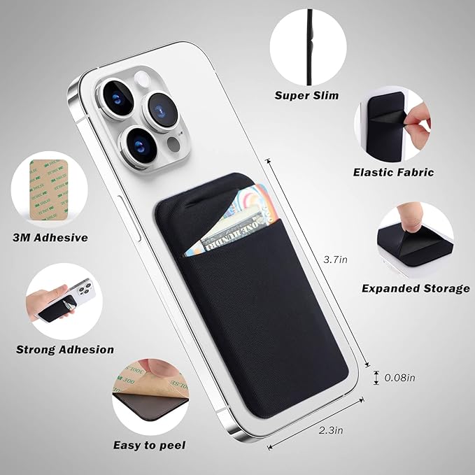 3Pack Cell Phone Card Holder Pocket