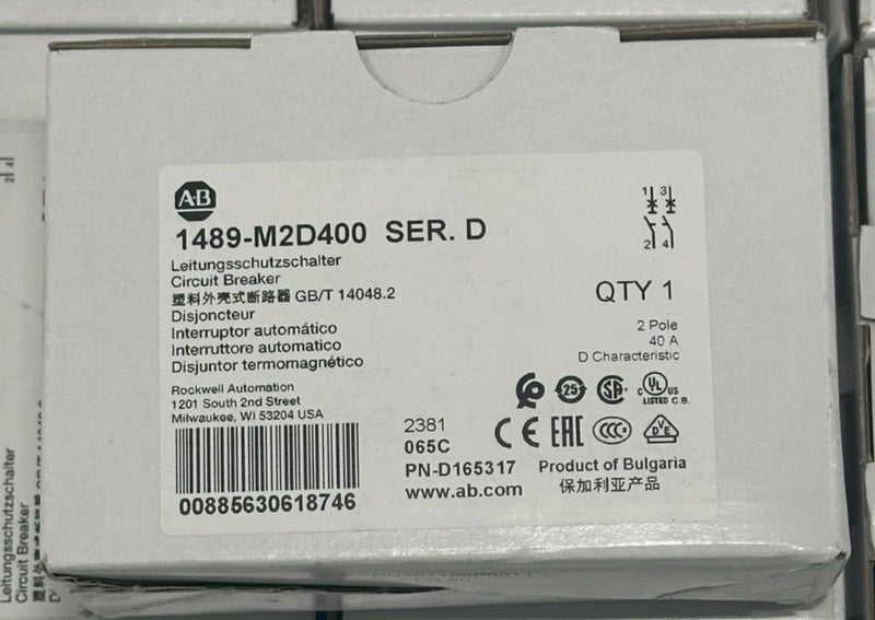 ALLEN BRADLEY, 1489-M2D400, 2-POLE, D CURVE, 40A